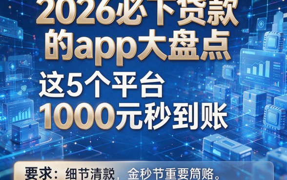 2026必下贷款的app大盘点,这5个平台1000元秒到账
