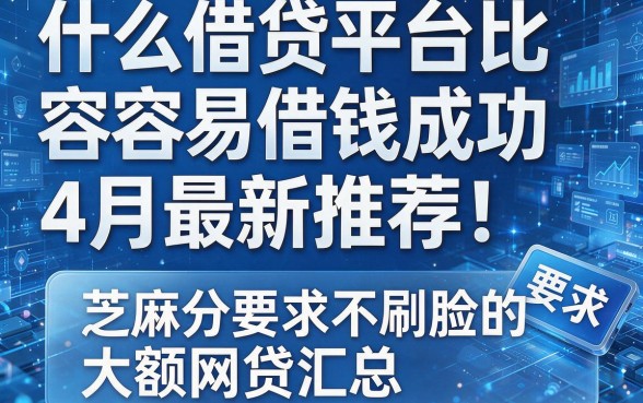 什么借贷平台比较容易借钱成功4月最新推荐!附芝麻分要求不刷脸的大额网贷汇总