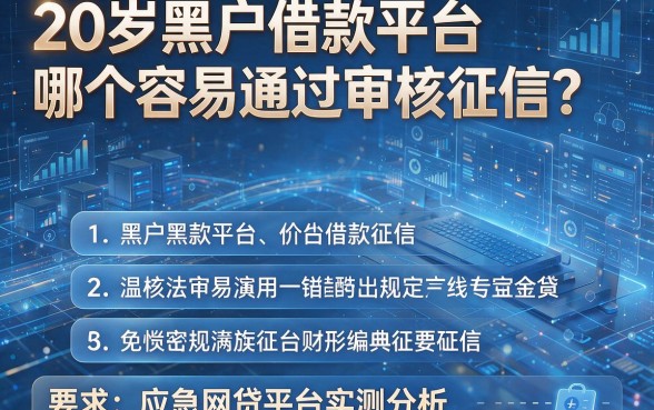20岁黑户借款平台哪个容易通过审核征信？5家应急网贷平台实测分析