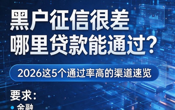 黑户征信很差哪里贷款能通过?2026这5个通过率高的渠道速览!