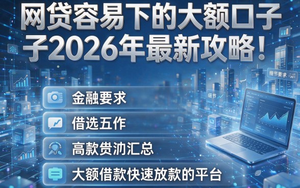 网贷容易下的大额口子2026年最新攻略！汇总五个大额借款快速放款的平台