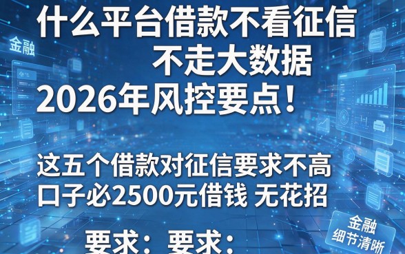 什么平台借款不看征信不走大数据2026年风控要点!这五个借款对征信要求不高口子必下2500元借钱无花招