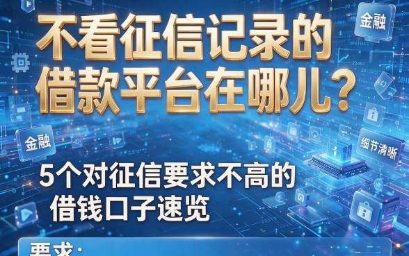 不看征信记录的借款平台在哪儿?5个对征信要求不高的借钱口子速览