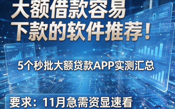 大额借款容易下款的软件推荐!5个秒批大额贷款APP实测汇总,11月急需资金速看