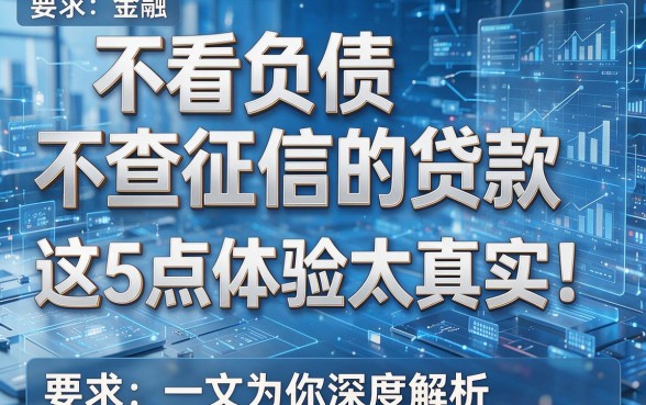 不看负债不查征信的贷款,这5点体验太真实!一文为你深度解析!