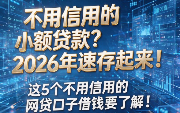 不用信用的小额贷款2026年速存起来!这5个不用信用的网贷口子借钱要了解