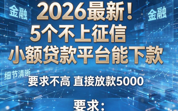 2026最新！5个不上征信小额贷款平台能下款，要求不高直接放款5000
