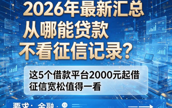 2026年最新汇总：从哪能贷款不看征信记录？这5个借款平台2000元起借，征信宽松值得一看！