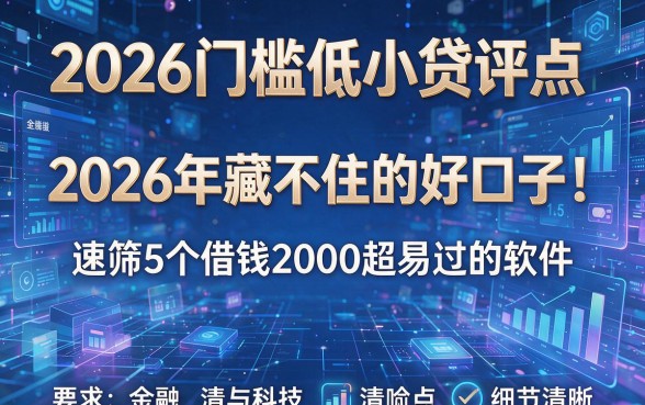 2026门槛低小贷评点:2026年藏不住的好口子!速筛5个借钱2000超易过的软件