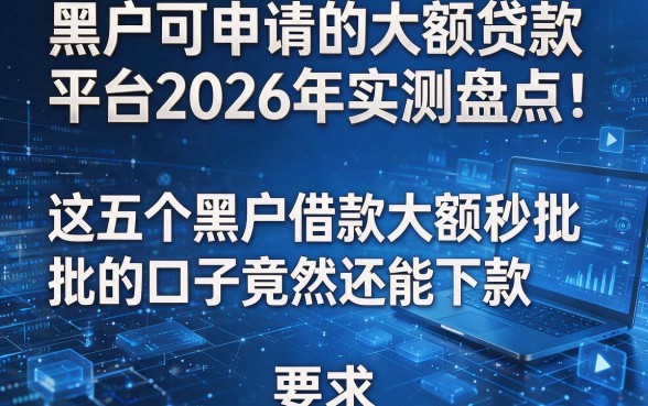 黑户可申请的大额贷款平台2026年实测盘点:这五个黑户借款大额秒批的口子竟然还能下款