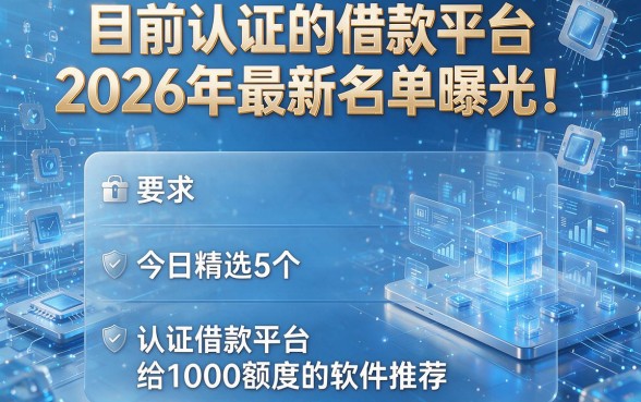 目前认证的借款平台2026年最新名单曝光!今日精选5个认证借款平台给1000额度的软件推荐
