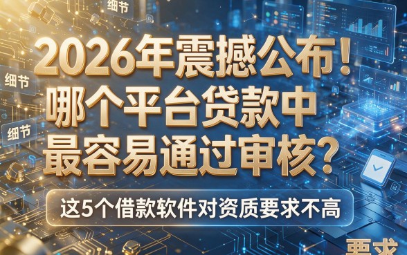 2026年震撼公布！哪个平台贷款中最容易通过审核？这5个借款软件对资质要求不高
