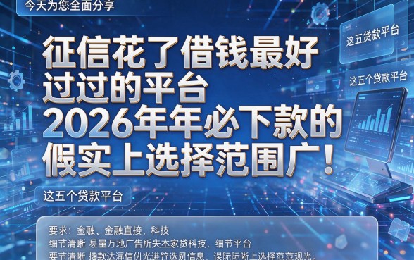 征信花了借钱最好过的平台2026年必下款的实际上选择范围广!,今天为您全面分享这五个贷款平台!