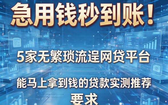 急用钱秒到账!5家无繁琐流程网贷平台,能马上拿到钱的贷款实测推荐