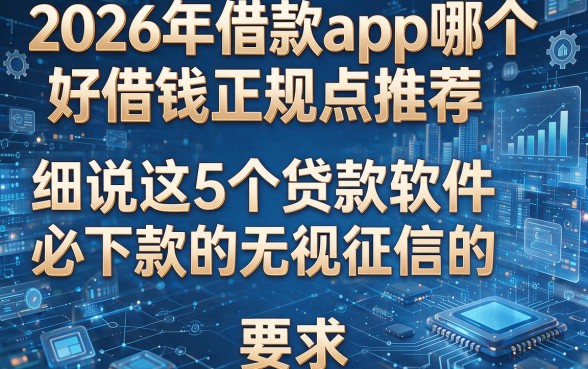 2026年借款app哪个好借钱正规点推荐，细说这5个贷款软件必下款的无视征信的