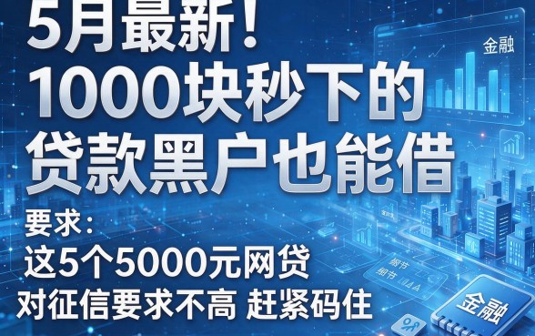 5月最新！1000块秒下的贷款黑户也能借，这5个5000元网贷对征信要求不高赶紧码住