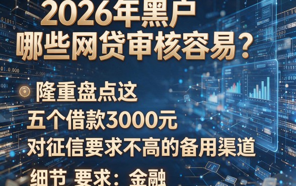 2026年黑户哪些网贷审核容易?隆重盘点这五个借款3000元对征信要求不高的备用渠道