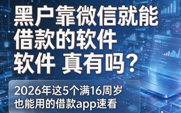 黑户靠微信就能借款的软件真有吗？2026年这5个满16周岁也能用的借款app速看