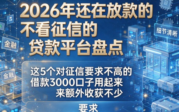 2026年还在放款的不看征信的贷款平台盘点，这5个对征信要求不高的借款3000口子用起来额外收获不少