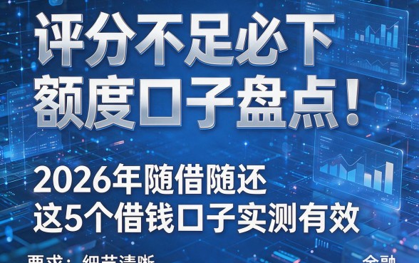 评分不足必下额度口子盘点！2026年随借随还这5个借钱口子实测有效