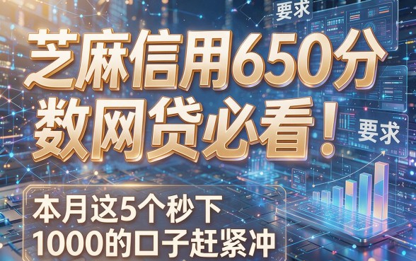 芝麻信用650分数网贷必看!本月这5个秒下1000的口子赶紧冲