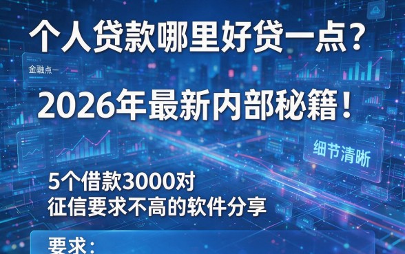 个人贷款哪里好贷一点?2026年最新内部秘籍!5个借款3000对征信要求不高的软件分享