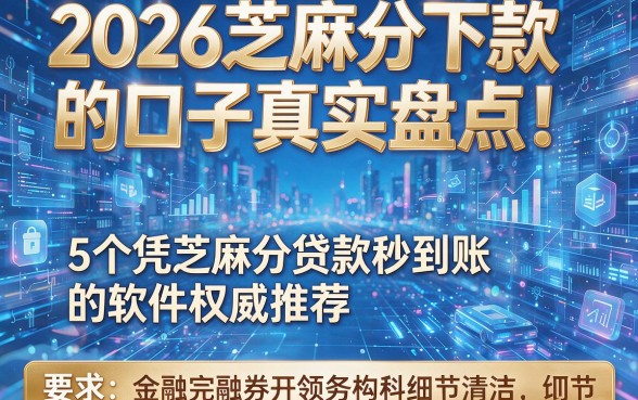 2026芝麻分下款的口子真实盘点!5个凭芝麻分贷款秒到账的软件权威推荐
