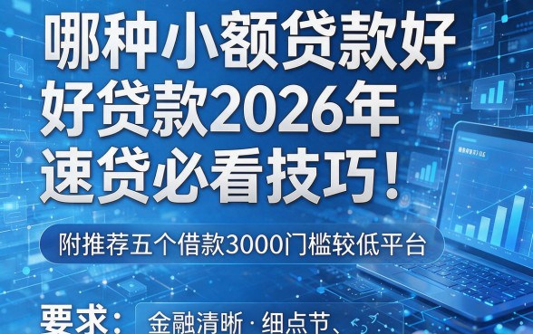 哪种小额贷款好贷款2026年速贷必看技巧!附推荐五个借款3000门槛较低平台