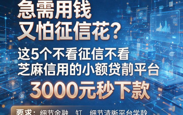 急需用钱又怕征信花?这5个不看征信不看芝麻信用的小额贷款平台,3000元秒下款!