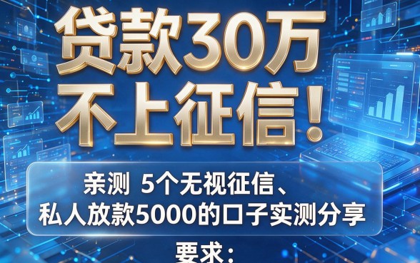 贷款30万不上征信！亲测5个无视征信、私人放款5000的口子实测分享