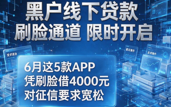 黑户线下贷款刷脸通道限时开启,6月这5款APP凭刷脸借4000元对征信要求宽松