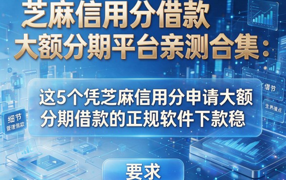 芝麻信用分借款大额分期平台亲测合集:这5个凭芝麻信用分申请大额分期借款的正规软件下款稳