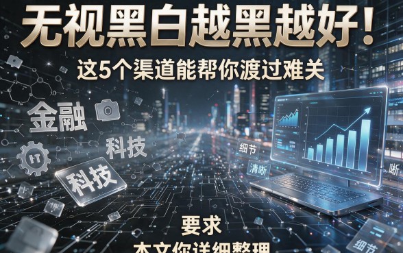 无视黑白越黑越好!这5个渠道能帮你渡过难关,本文为你详细整理!
