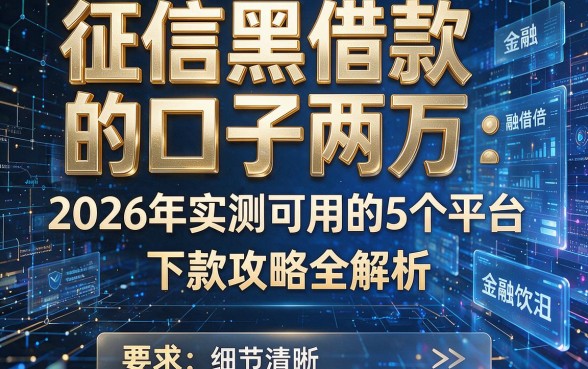 征信黑借款的口子两万:2026年实测可用的5个平台,下款攻略全解析!