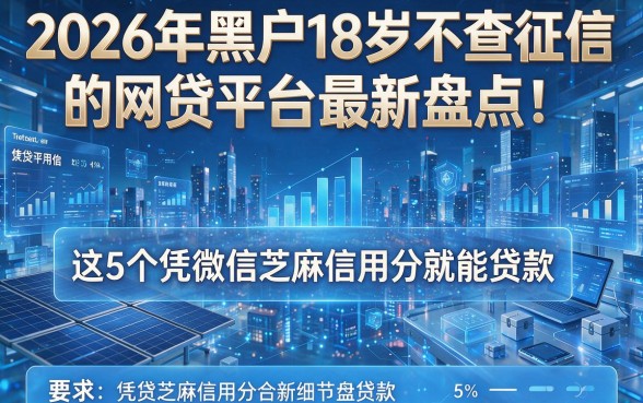 2026年黑户18岁不查征信的网贷平台最新盘点:这5个凭微信芝麻信用分就能贷款