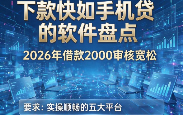 下款快如手机贷的软件盘点:2026年借款2000审核宽松、实操顺畅的五大平台