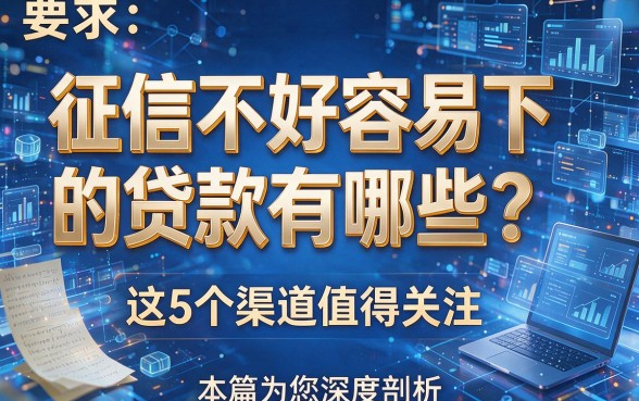 征信不好容易下的贷款有哪些?这5个渠道值得关注,本篇为您深度剖析!