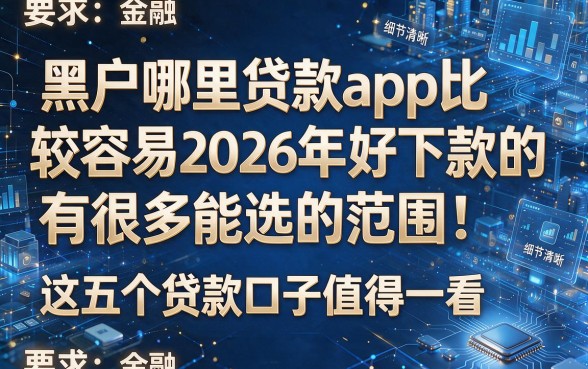 黑户哪里贷款app比较容易2026年好下款的有很多能选的范围!这五个贷款口子值得一看!