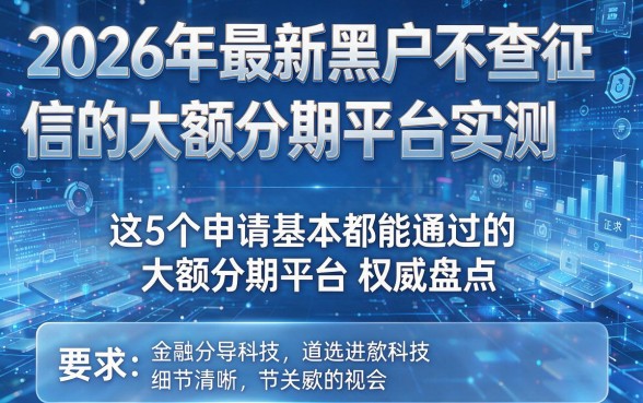 2026年最新黑户不查征信的大额分期平台实测，这5个申请基本都能通过的大额分期平台权威盘点