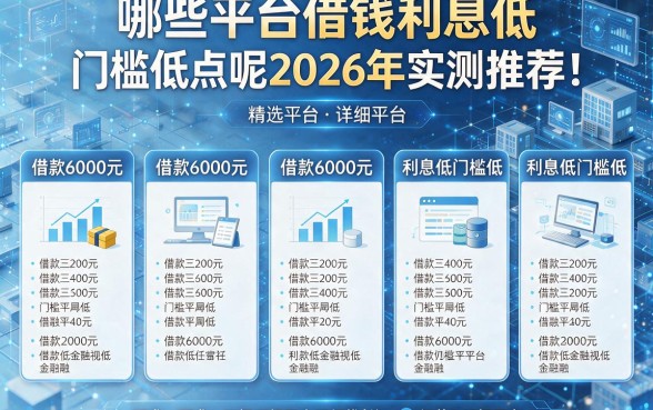 哪些平台借钱利息低 门槛低点呢2026年实测推荐！精选五个借款6000元利息低门槛低的正规平台详细对比
