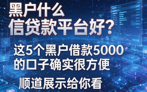 黑户什么信贷款平台好?这5个黑户借款5000的口子确实很方便,顺道展示给你看