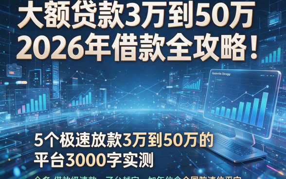 大额贷款3万到50万2026年借款全攻略!解析5个极速放款3万到50万的平台3000字实测