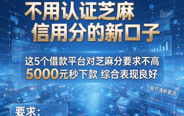 不用认证芝麻信用分的新口子,这5个借款平台对芝麻分要求不高5000元秒下款综合表现良好
