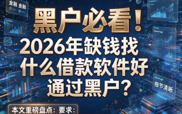 黑户必看!2026年缺钱找什么借款软件好通过黑户?本文重磅盘点!