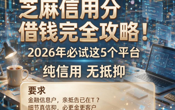 芝麻信用分借钱完全攻略！2026年必试这5个平台，纯信用无抵押！