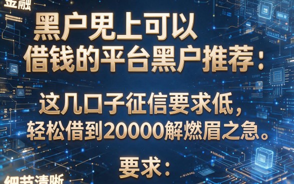 黑户晚上可以借钱的平台黑户推荐:这几口子征信要求低,轻松借到20000解燃眉之急