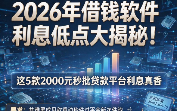 2026年借钱软件利息低点大揭秘！这5款2000元秒批贷款平台利息真香