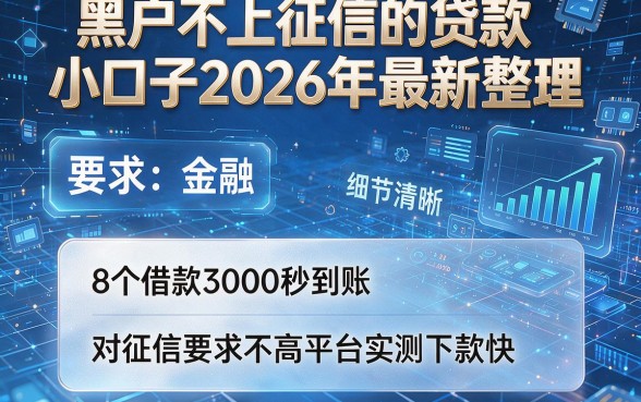 黑户不上征信的贷款小口子2026年最新整理，这8个借款3000秒到账对征信要求不高平台实测下款快