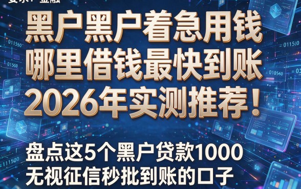 黑户黑户着急用钱哪里借钱最快到账2026年实测推荐!盘点这5个黑户贷款1000无视征信秒批到账的口子