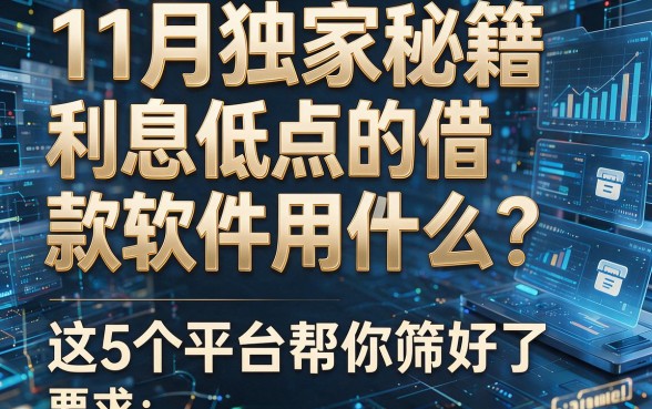 11月独家秘籍：利息低点的借款软件用什么？这5个平台帮你筛好了！